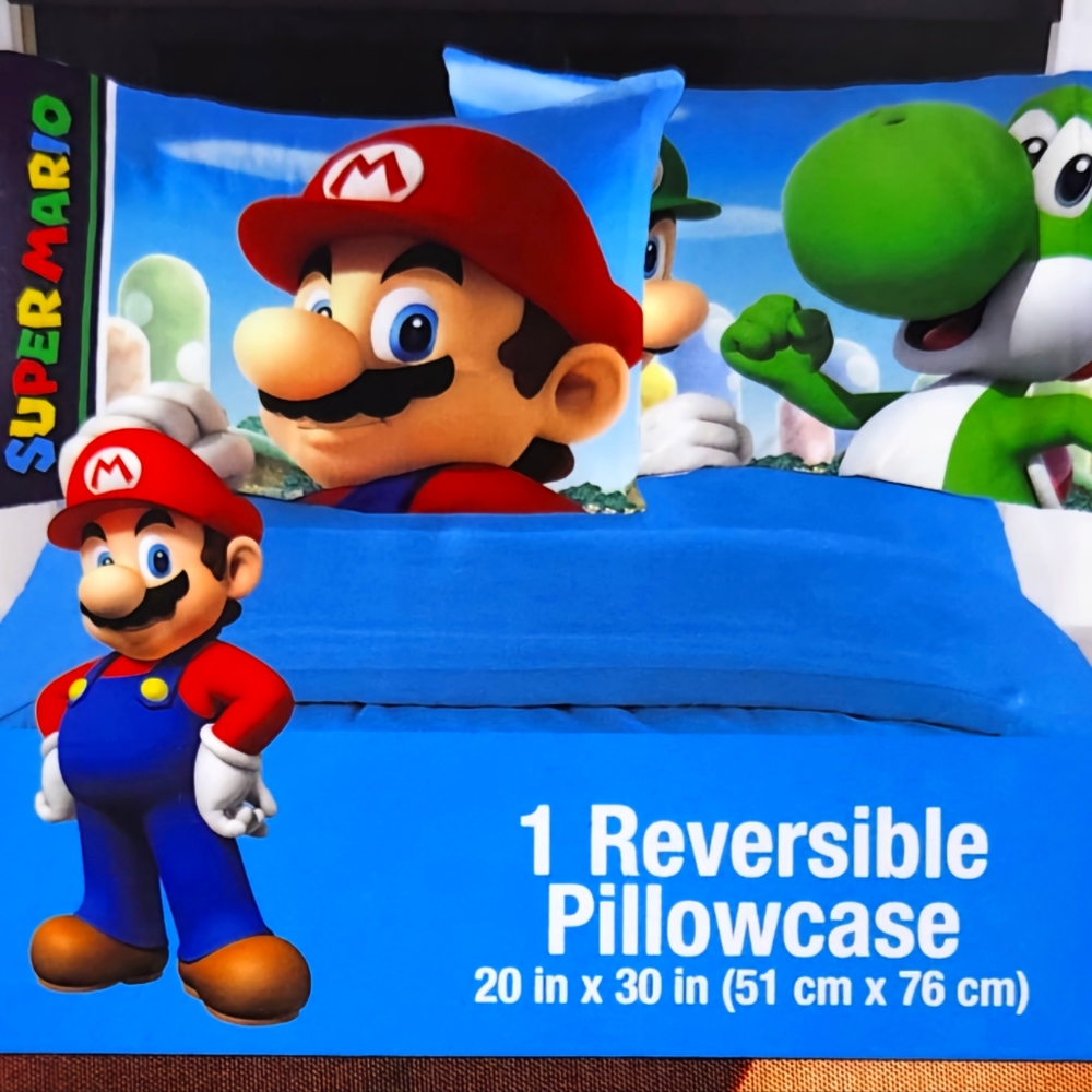 Super Mario Soft Microfiber Pillow Case, 20"L x 30"W